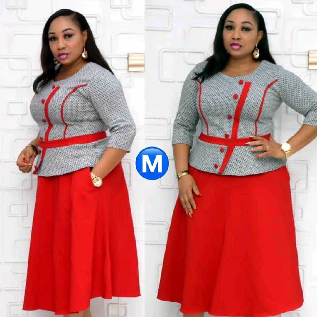 Red checker  cute women office work wear