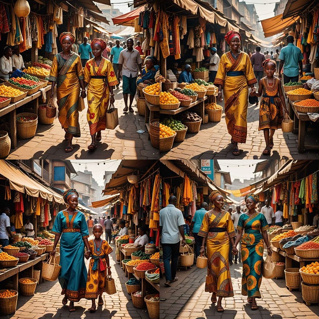 African woman and child at market photo