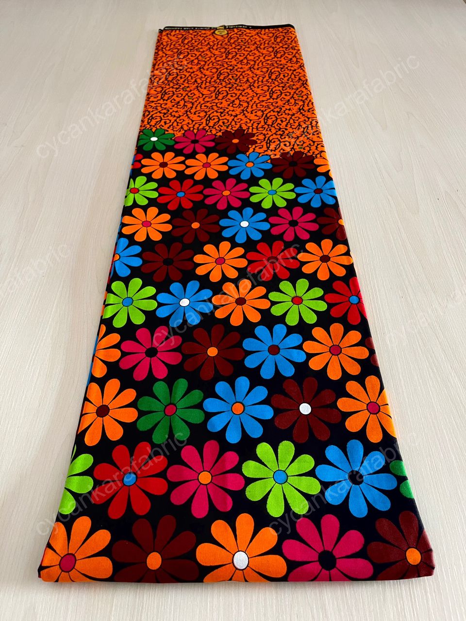 Star wine-orange big ankara fabric