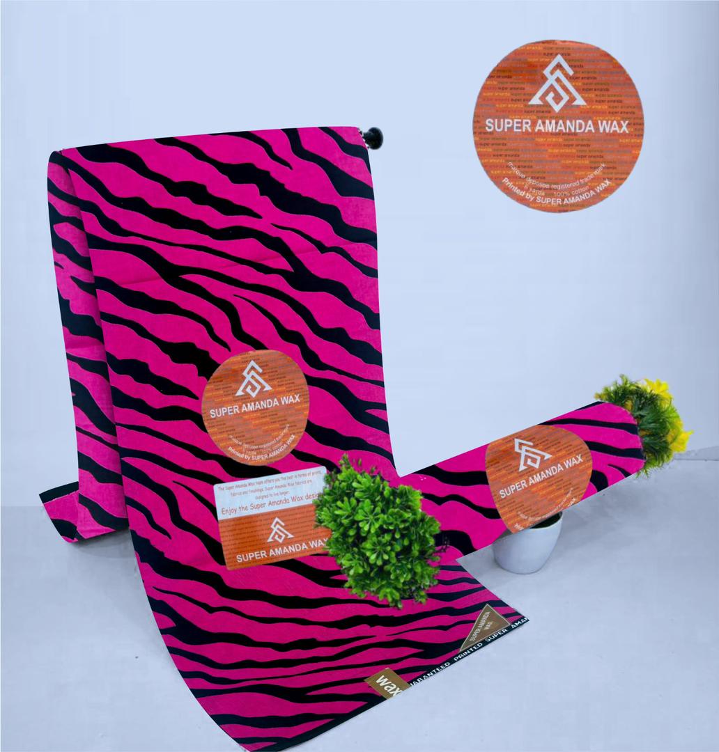 Pink black striped big ankara fabric